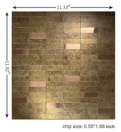 XUANINY Peel and Stick Tile Backsplash Self- Adhesive Wall Tiles Aluminum Mosaic Sticker for Kitchen (11.33"x11.92" Per Sheet, Pack of 10 pcs) (Golden Yellow 10) - color: Golden Yellow 10