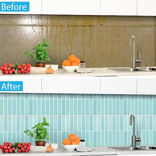 Peel and Stick Tile，New Upgrade Thicker Design Self Adhesive 12" x 12" Large Premium Peel and Stick Backsplash for Kitchen,Bathroom, Living Room, RV Etc（10-Sheet）. - color: Pale Blue