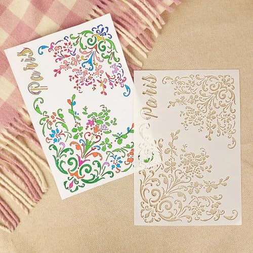 TIAMECH A4 Reusable Flower Edge Frame Stencil for Painting - style: Flower Edge