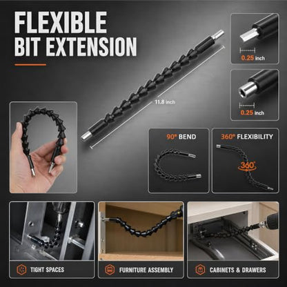 27PCS Flexible Drill Bit Extension Set with Portable Storage Box