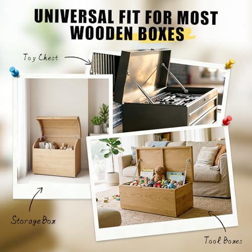 Vepagoo 2 Pack Soft Close Hinges for Toy Box, 15 inch 100N