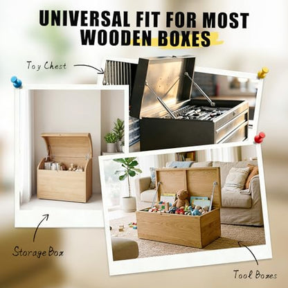 Vepagoo 2 Pack Soft Close Hinges for Toy Box, 15 inch 100N