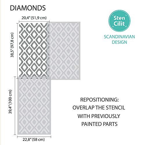 STENCILIT Diamonds Large Wall Stencil for Painting - 24x39in Stencil