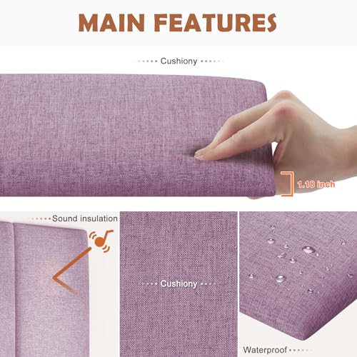 IFNOW Wall Mounted Headboard, Peel and Stick Panels, Dark Pink, Queen - color: Fabric-dark Pink, size: Queen