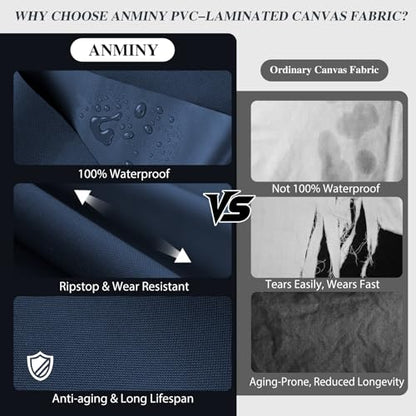 ANMINY 100% Waterproof Fabric Marine Canvas, 58" W 600D, 3 Yards Navy Blue - color: Navy Blue, size: Pre-cut 3 Yards