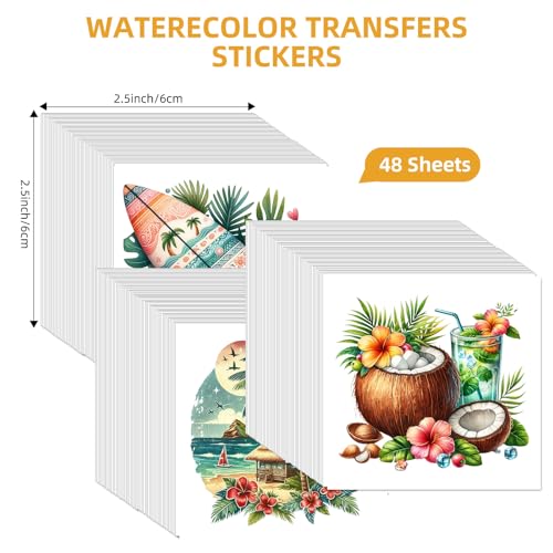48 Sheets Rub on Transfers for Crafts and Furniture Rub on Transfer Stickers Decals for Wood,2.5 * 2.5inch (Hawaii Stickers) - style: Hawaii