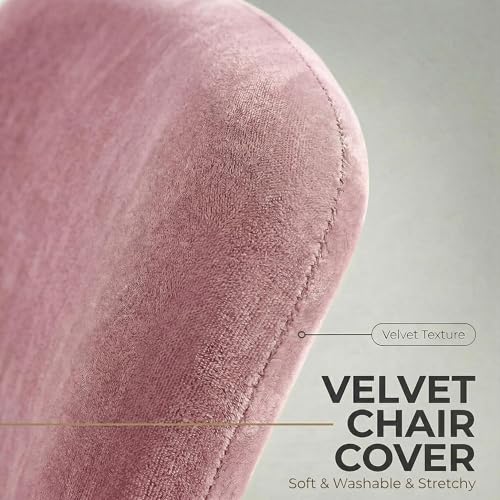 Deisy Dee Stretch Velvet Slipcover for Stacking Chairs - Universal Fit for Office, Conference, Waiting Room & Guest Chairs (Back & Seat Covers) (Pink) - color: Pink