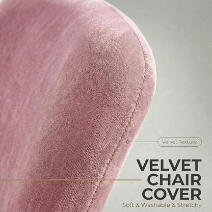 Deisy Dee Stretch Velvet Slipcover for Stacking Chairs - Universal Fit for Office, Conference, Waiting Room & Guest Chairs (Back & Seat Covers) (Pink) - color: Pink