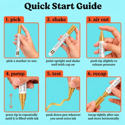 5 Metallic Gold Paint Pen - Acrylic Gold Paint Marker for Wood - color: Gold
