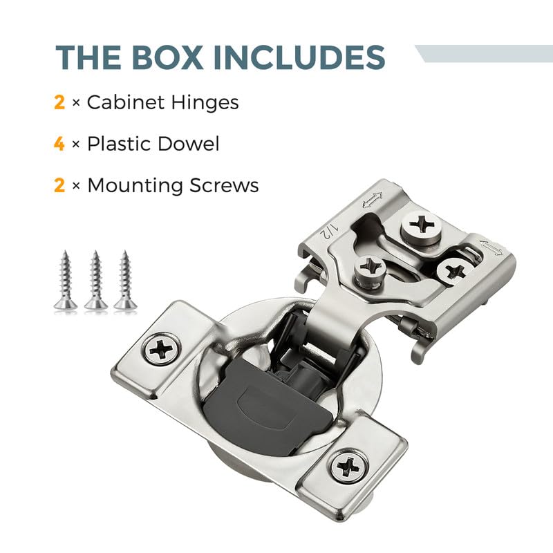 HOME EDIT 1 Pair 1/2 Inch Overlay Soft Close Cabinet Hinges Door Hinges - size: 1/2 inch Overlay
