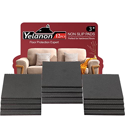 Yelanon Non Slip Furniture Pads for Hardwood Floors 12 Pcs 3" Square - size: 12 pcs 3" Square