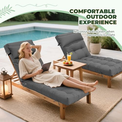 2 Pack 76 x 22 x 4.7" Waterproof Chaise Lounge Chair Cushion Outdoor Gray - color: Grey, size: 2 Pack