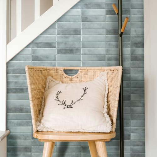 Smart Tiles Peel and Stick backsplash, Stacked Frost Gray, 11.43"x9" - color: Frost Gray