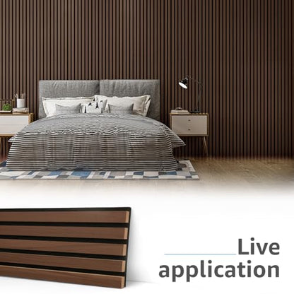 Art3d 6-Pack Soundproof Wood Slat Wall Panel, 94.5 x 7.9 Inch, Deep Walnut - color: Dark Walnut, size: 6Pcs - 94.5 * 7.9 inch