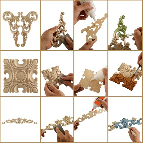 Wooden Carved Onlays Appliques, Unpainted DIY Wood Carving Decals Furniture Trim for Cabinet Door Bed Cupboard Wall Decor (15.74") - size: 40x7.5m/15.74"x2.95"
