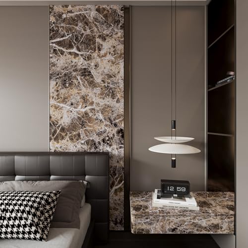 Wide Marble Granite Peel and Stick Wallpaper Contact Paper for Countertops - color: Brwon, size: 31.5" x 157"