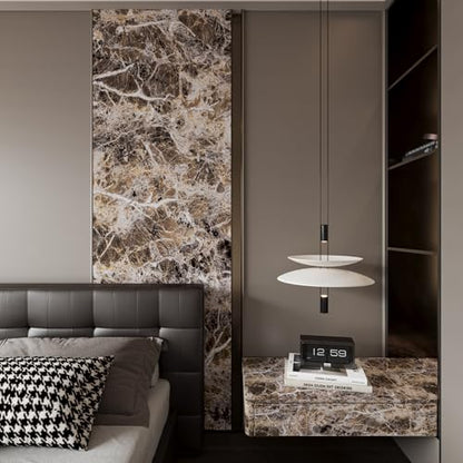 Wide Marble Granite Peel and Stick Wallpaper Contact Paper for Countertops - color: Brwon, size: 31.5" x 157"