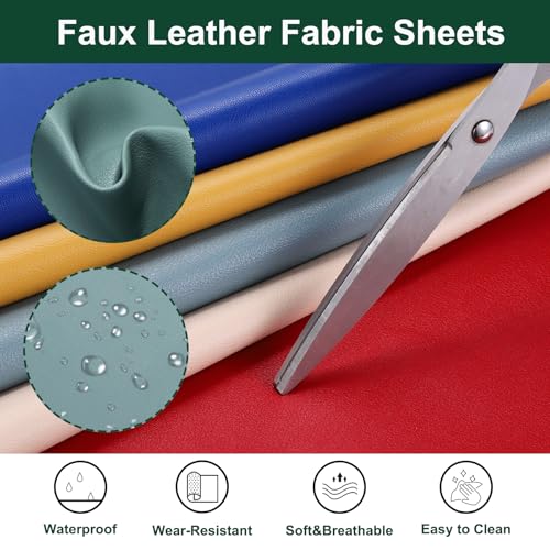 MECCANIXITY Faux Leather Sheets, 12x53 Inch (30x135cm) Smooth Solid PU Leather Fabric Roll for DIY Handmade Craft Sewing Bowing Earrings, Fairy Blue/Yellow - color: Fairy Blue/Yellow, size: 12x53 Inch