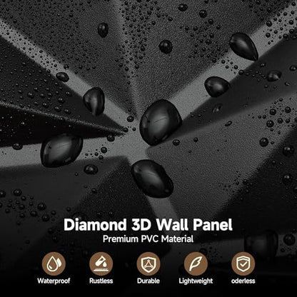 INMOZATA 3D Wall Panels, Diamond Textured PVC Accent Wall Panels - color: B_Black