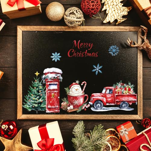 INFUNLY 3 Sheet Merry Christmas Rub on Transfers for Crafts 6x12 Christmas Tree Bell Furniture Rub on Transfer Sticker Snowman Transfer Decals Waterproof for Wood Glass Scrapbook DIY Paper Home Decor - style: Christmas Theme 2