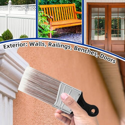 Wesquer 3-Pack Short Handle Angle Paint Brushes for Precision Trim & Cut-in Painting on Window & Door Frames, Stair Rails, Baseboards, Shutters, Cabinetry & Small Furniture - color: Black