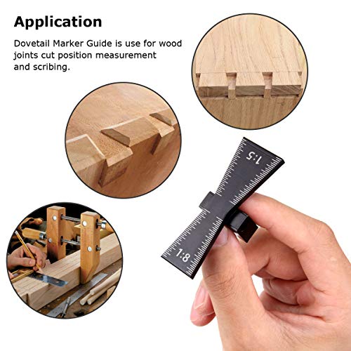STARVAST 2Pcs Dovetail Marker Guide Dovetail Making Jig Aluminum Alloy Dovetail Gauge Guide Featuring 1:5 1:6 1:7 1:8 Slopes for Woodworking DIY Wooden Joints