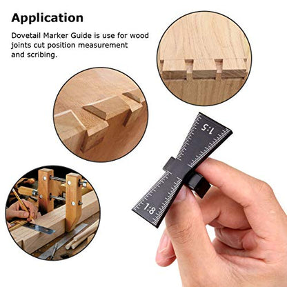 STARVAST 2Pcs Dovetail Marker Guide Dovetail Making Jig Aluminum Alloy Dovetail Gauge Guide Featuring 1:5 1:6 1:7 1:8 Slopes for Woodworking DIY Wooden Joints