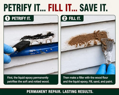 Re-Rot Wood Repair Kit, 48 oz Epoxy with Wood Filler & Tools - size: 48 Ounce