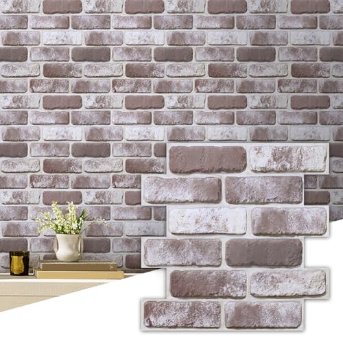 Commomy Faux Brick Wall Panels Peel and Stick Thin PVC 10 Pcs 11.8" x 11.8" - color: Brick-tk