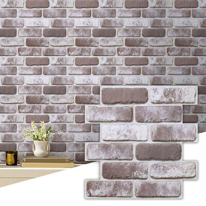 Commomy Faux Brick Wall Panels Peel and Stick Thin PVC 10 Pcs 11.8" x 11.8" - color: Brick-tk