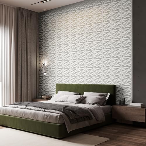 INMOZATA 3D Wall Panels, Diamond Textured PVC Accent Wall Panels - color: A_White