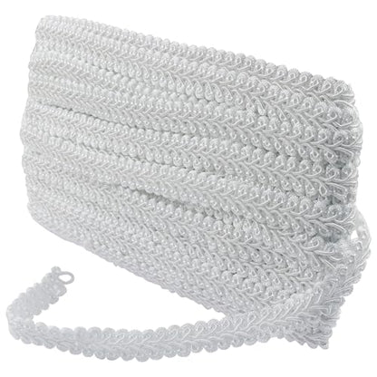 White Gimp Braid Trim, 1/2 Inch Width - color: White