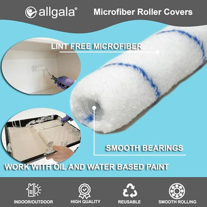Allgala 6-Piece 4" Mini 3/8" Nap Shedless Microfiber Paint Roller Cover - TH10316 - size: 4" Mini (Pack of 6)