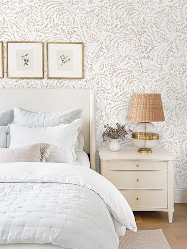 Boho Peel and Stick Wallpaper Beige Neutral Farmhouse Contact Paper - color: Beige Watercolor, size: 17.3" x 196"