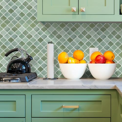 Arabesque Peel and Stick Backsplash for Kitchen, Thicker Design 3D Self Adhesive Wall Tiles, 12"x12" Peel and Stick Wall Tiles, Mix Green 10-Sheet Stick on Tile for Kitchen and Bathroom. - color: Mix Green