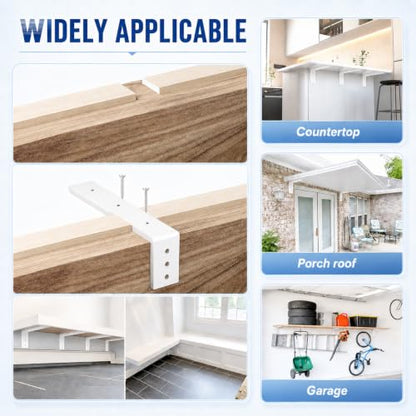 WINKER Countertop Support Bracket 2 Pack Heavy Duty 3/8" Thick Hidden L Shelf Bracket 16" x 6" x 2.5" Metal Corbels for Quartz/Granite/Wood/Concrete/Laminate Countertops, White - size: 16″x6″x2.5″-3/8" thick, style: White-2Pack