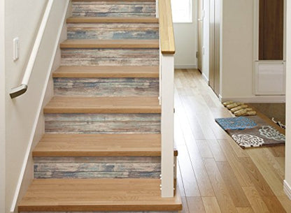 RoomMates Blue Distressed Wood Peel and Stick Wallpaper - color: Blue