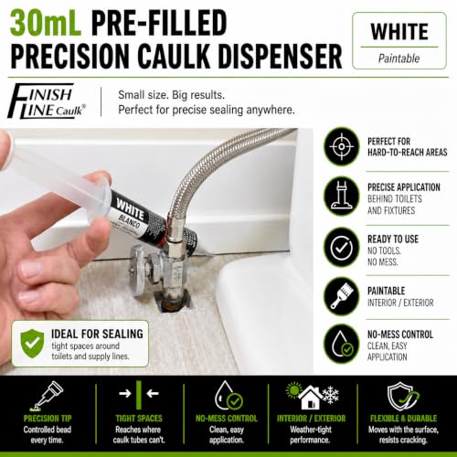 30mL Pre-Filled Precision Caulk Applicator White, 1-Pack - color: White