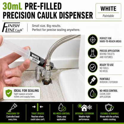 30mL Pre-Filled Precision Caulk Applicator White, 1-Pack - color: White
