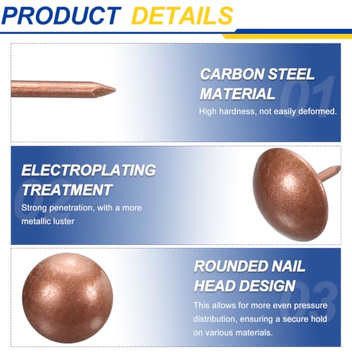 Carbon Steel Upholstery Tacks 5/8" x5/8" 50 Pcs Red Bronze - color: Red Bronze, size: 5/8" x 5/8"