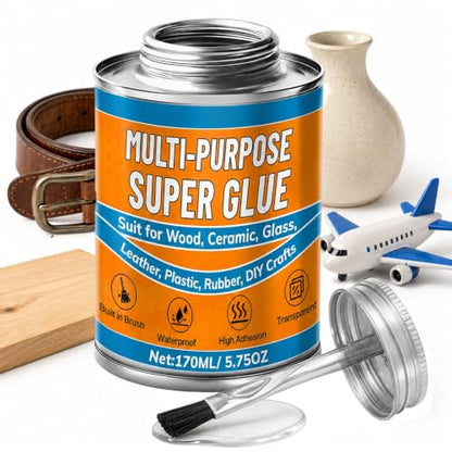 JAOJAO Super Glue with Brush(170ml), All Purpose Strong Clear Adhesive