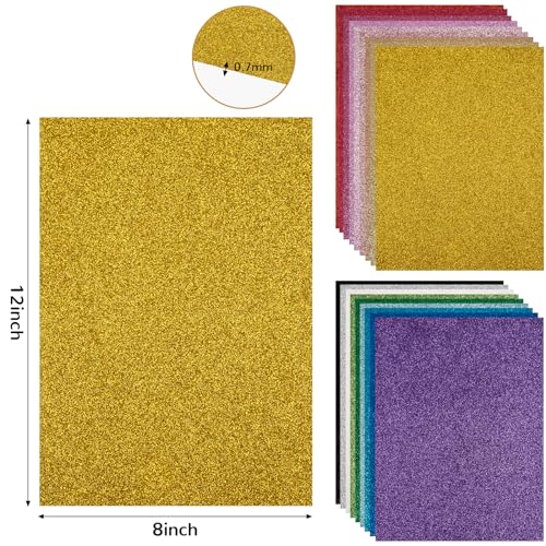 18 Pieces Glitter Faux Leather Sheets, 8×12 inch - color: Glitter-rainbow
