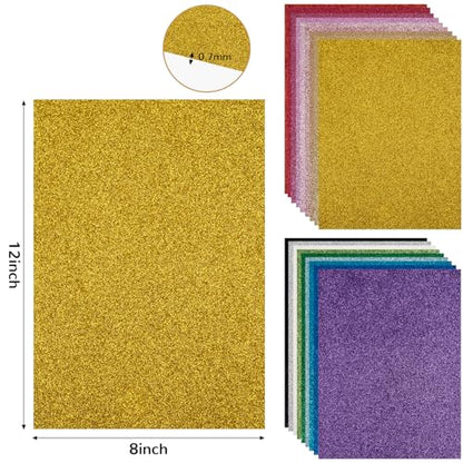 18 Pieces Glitter Faux Leather Sheets, 8×12 inch - color: Glitter-rainbow