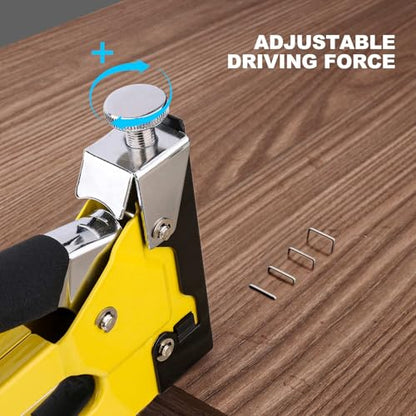 HAUTMEC Upholstery Staple Gun for Wood, 3-in-1 Heavy Duty Fabric Stapler with 600 Staples, Adjustable Manual Staple Guns for Carpet, Crafts, Furniture