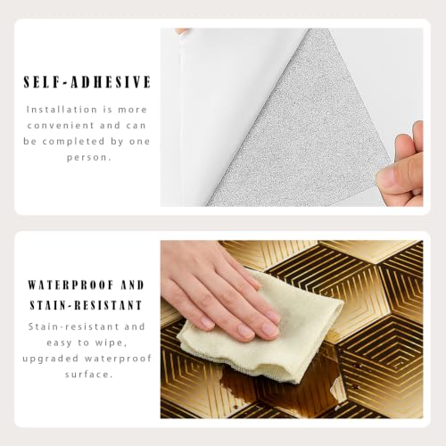 Peel and Stick Kitchen Backsplash Tiles 16PCS – Waterproof Self Adhesive Wall Stickers, Easy DIY Stick On, Heat Resistant Decorative Wall Covering (Art Deco Geometric Hexagon Style) - color: Art Deco Geometric Hexagon Style
