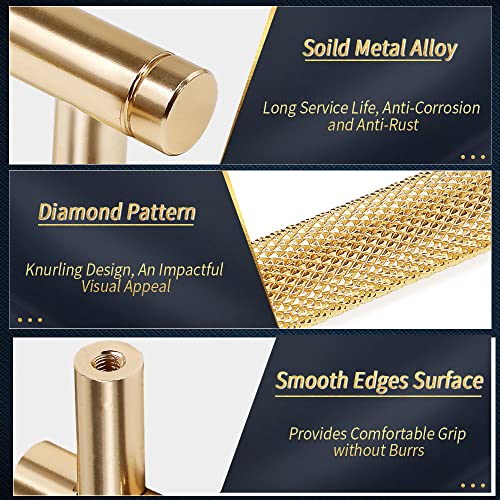 16" Length Knurled Cabinet Pulls 12 Pack - 10" Hole to Hole, Golden - color: Gold, size: 256mm | 10 inch C/C