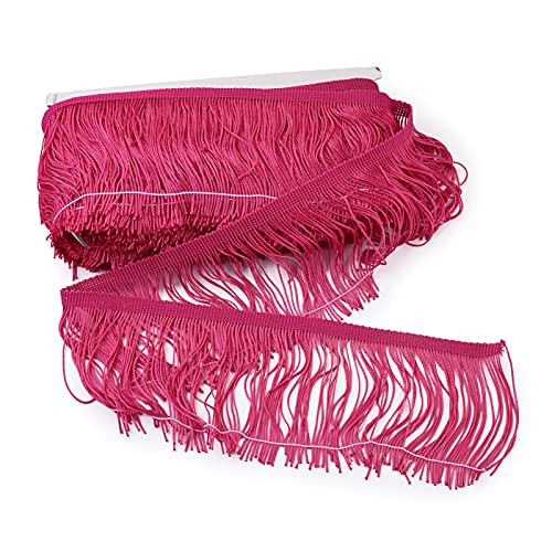 Beadthoven 10 Yards 4 Inches Fringe Trim Tassel, Polyester Lace Ribbon for Sewing, Clothing Trim, Cushions, Pillow, Curtain, Home Decorations, DIY Crafts - Hot Pink - color: Hot Pink, size: 4 Inches (100mm)