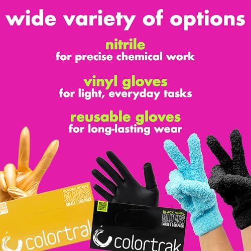 Colortrak Reusable Latex Salon Gloves, Black, 20 Count, Small - size: Small (20 Count)