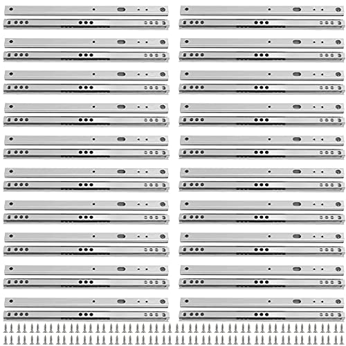 20 PCS 10 Inch Full Extension Drawer Slide,JEUIHAU Ball Bearing Side Mount