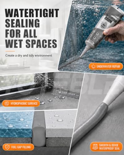 6-in-1 Gray Silicone Caulk Waterproof, High Adhesion & Elasticity